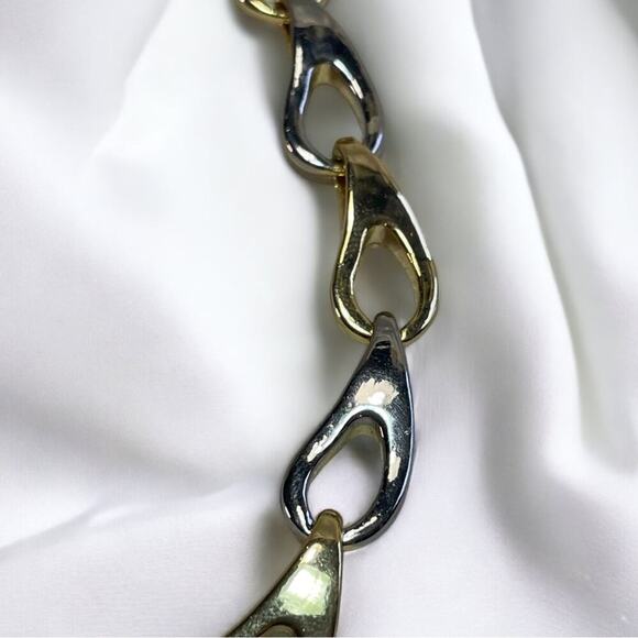 Vintage 90s Grunge Punk Preppy Two-Tone Choker Necklace and Earrings Jewelry Set - Picture 6 of 6